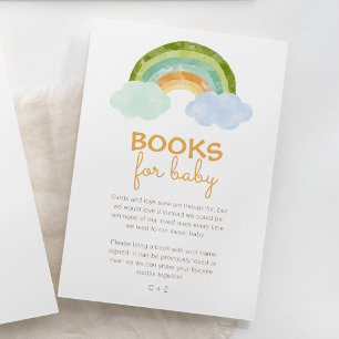 Modern Dinosaur Regenboog Baby Shower Boek Verzoek Informatiekaartje