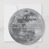 Modern Disco Ball QR Code Full Moon Wedding Kaart (Voorkant)