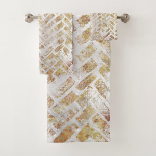 Modern Distress Gold Pattern - Herringbone Bad Handdoek