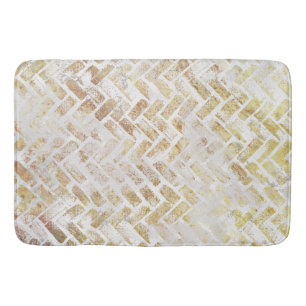 Modern Distress Gold Pattern - Herringbone Badmat