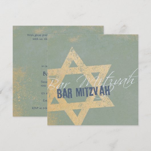 Modern Distressed - Barre Mitzvah Invitation (Devant / Derrière)