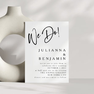 Modern doen we Elegant zwart-wit bruiloft Kaart