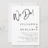 Modern doen we Elegant zwart-wit bruiloft Kaart (Voorkant)