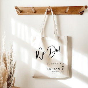 Modern doen we elegante aangepaste bruiloft zwarte tote bag