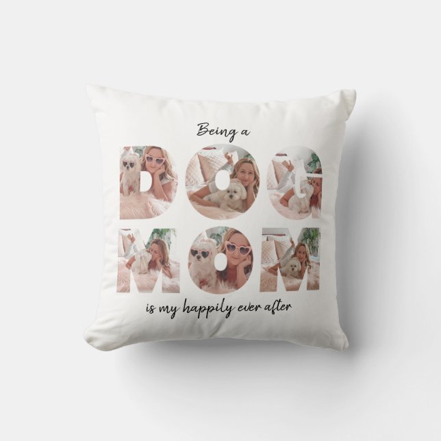 Modern Dog mam Photo Collage Quote Kussen (Voorkant)
