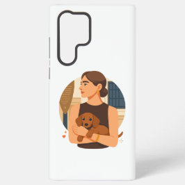 Modern Dog Mom Aesthetic With Cute Puppy Samsung Galaxy Hoesje