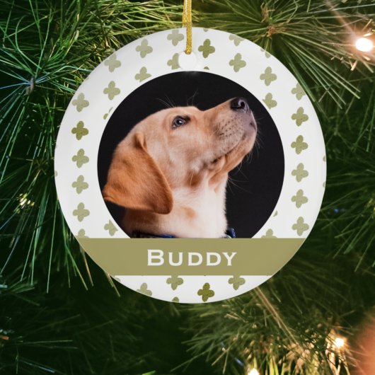 Modern Dog Pet Foto Floral Pattern Kerstmis Keramisch Ornament