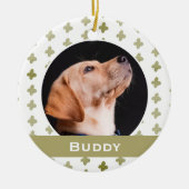 Modern Dog Pet Foto Floral Pattern Kerstmis Keramisch Ornament (Voorkant)