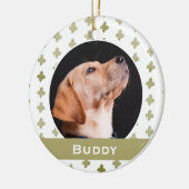 Modern Dog Pet Foto Floral Pattern Kerstmis Keramisch Ornament (Links)