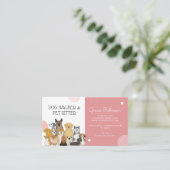 Modern Dog Walker Pet Sitter Roze QR Review Visitekaartje (Staand voorkant)