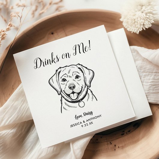 Modern Dog Wedding Cocktail Napkins  Servet
