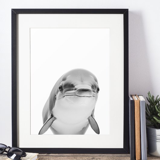 Modern Dolphin Portret zwart wit Poster