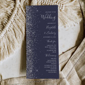 Modern Donk Blue Silver Glitter Wedding Programma