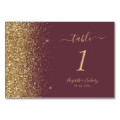 Modern donker bordeaux goud glitter rand bruiloft kaart (Achterkant)