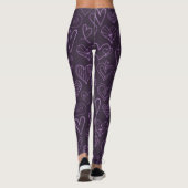 Modern donker Paars hartpatroon Leggings (Achterkant)