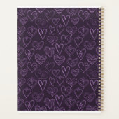 Modern donker Paars hartpatroon Planner (Achterkant)
