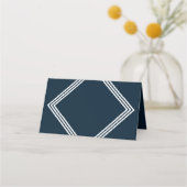 Modern donkerblauw en driedubbele witte randen geo (Achterkant)