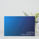 Modern donkerblauw verloop & minimale bewerkbare t briefpapier (Staand voorkant)