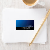 Modern donkerblauw verloop & minimale bewerkbare t etiket (Insitu)