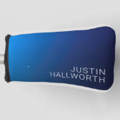 Modern donkerblauw verloop & minimale bewerkbare t golfheadcover (Voorkant)