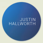 Modern donkerblauw verloop & minimale bewerkbare t ronde sticker