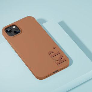 Modern donkerbruin initiaal minimaal hedendaags Case-Mate iPhone 14 hoesje