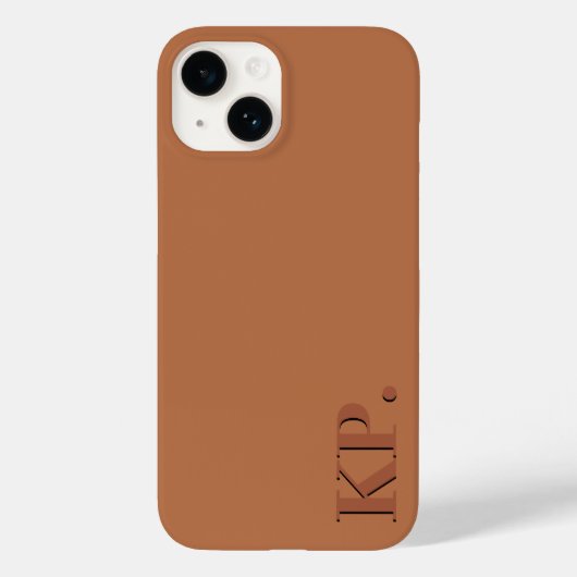Modern donkerbruin initiaal minimaal hedendaags Case-Mate iPhone case (Achterkant)