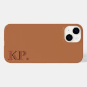Modern donkerbruin initiaal minimaal hedendaags Case-Mate iPhone case (Achterkant (horizontaal))