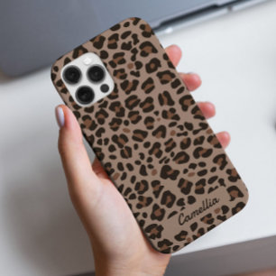 Modern donkerbruin luipaard cheetah patroon iPhone 16 pro hoesje