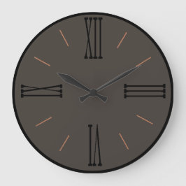 Modern donkerbruin met zwarte rand grote klok