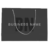 Modern donkergrijs Bewerkbare Monogram Design Sjab Groot Cadeauzakje (Achterkant)