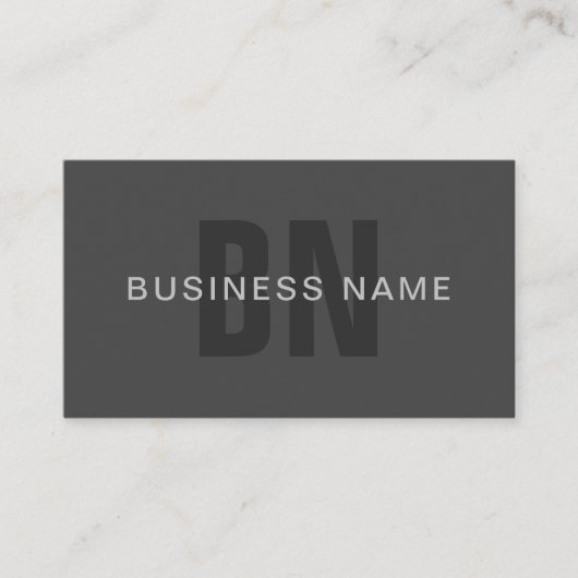 Modern donkergrijs Bewerkbare Monogram Design Sjab Informatiekaartje (Voorkant)