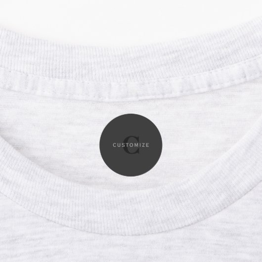 Modern donkergrijs Bewerkbare Monogram Design Sjab Labels (Aangebracht)