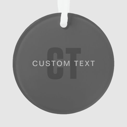 Modern donkergrijs Bewerkbare Monogram Design Sjab Ornament (achterkant)