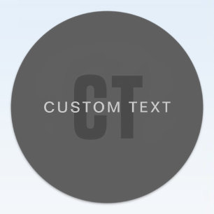 Modern donkergrijs Bewerkbare Monogram Design Sjab Ronde Sticker