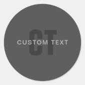 Modern donkergrijs Bewerkbare Monogram Design Sjab Ronde Sticker (Voorkant)