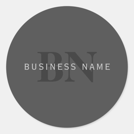 Modern donkergrijs Bewerkbare Monogram Design Sjab Ronde Sticker (Voorkant)
