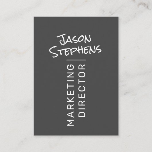 Modern Donkergrijs Eenvoudige Hand Lettered Minima Visitekaartje (Voorkant)