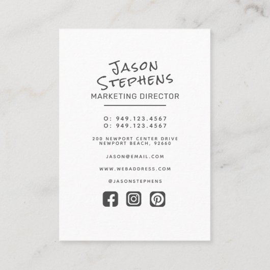 Modern Donkergrijs Eenvoudige Hand Lettered Minima Visitekaartje (Achterkant)