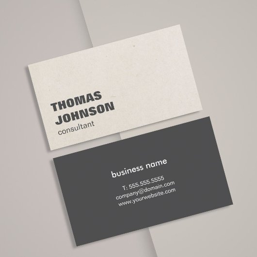 Modern donkergrijs papier textuur vet consultant visitekaartje