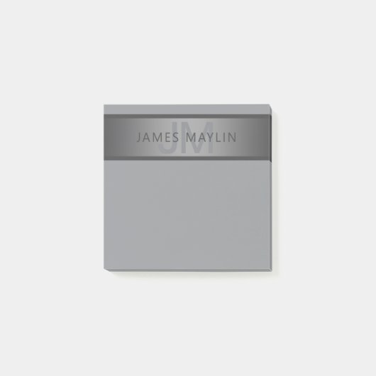 Modern donkergrijs verloop naam of bedrijfsnaam post-it® notes (Voorkant)