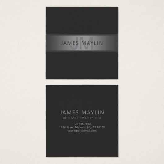 Modern donkergrijs verloop naam of bedrijfsnaam vierkante visitekaartjes (Voorkant /achterkant)