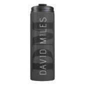 Modern Donkergrijs & Zwart bewerkbare naam & monog Thermosbeker (Voorkant)