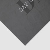 Modern Donkergrijs & Zwart bewerkbare naam & monog Tissuepapier (Detail)