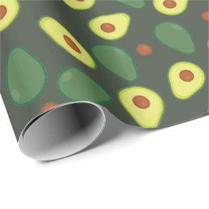 Modern donkergroen geel avocado fruit patroon cadeaupapier