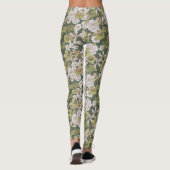 Modern Donkergroen Olijf Bloemenpatroon Gedrukt Leggings (Achterkant)