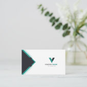 Modern donkergroen visitekaartje (Staand voorkant)