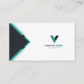 Modern donkergroen visitekaartje (Voorkant)