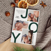 Modern Donkergroen Vreugde Fotocollage Kerstmis Feestdagenkaart