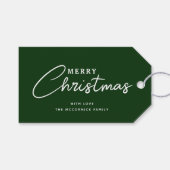 Modern Donkergroen Vrolijk Kerstmis Aangepaste Naa Cadeaulabel (Voorkant (Horizontaal))